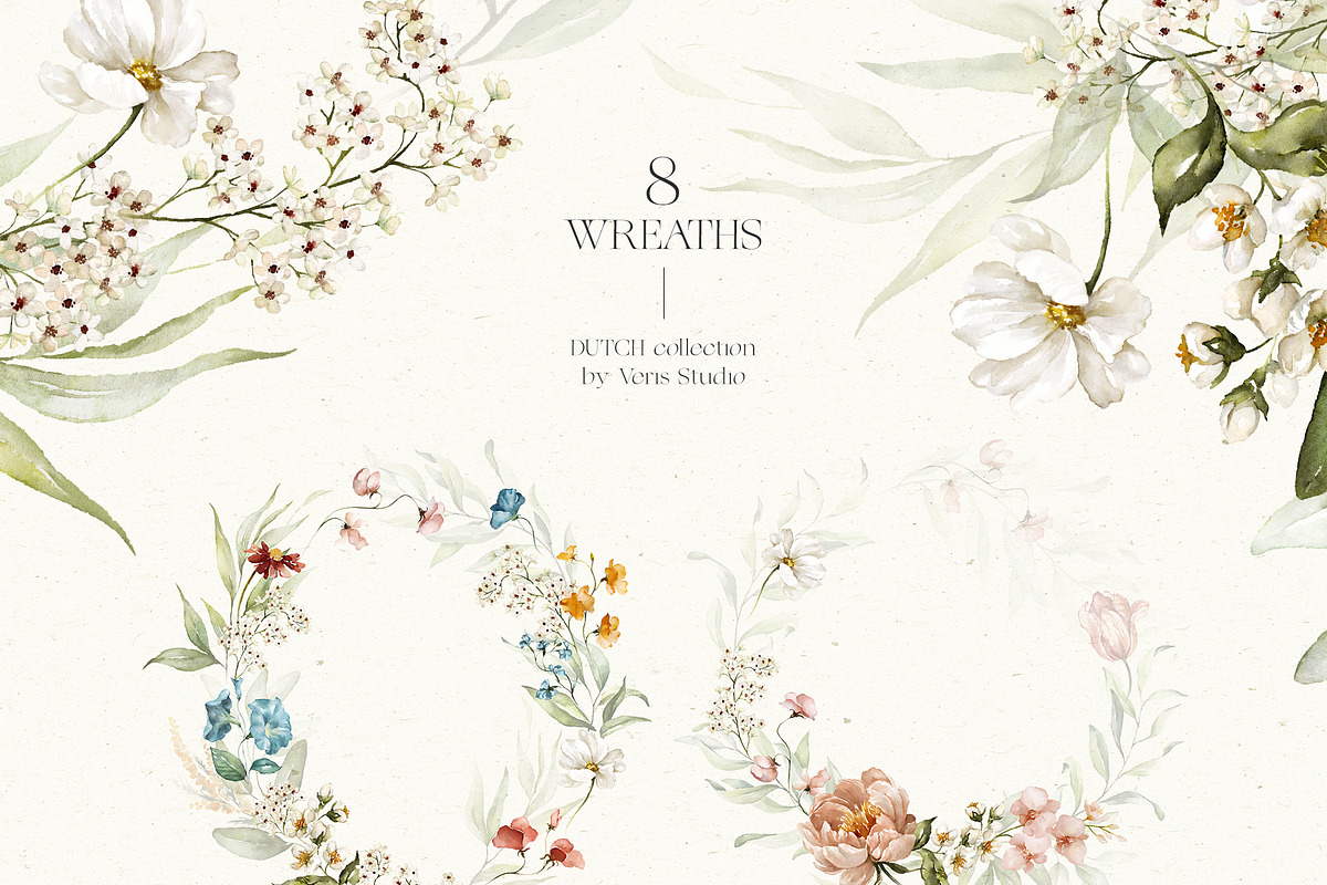 Dutch - Watercolor Floral Alphabet, a Decorative Illustration by Veris Studio (Photo 4 of 15)