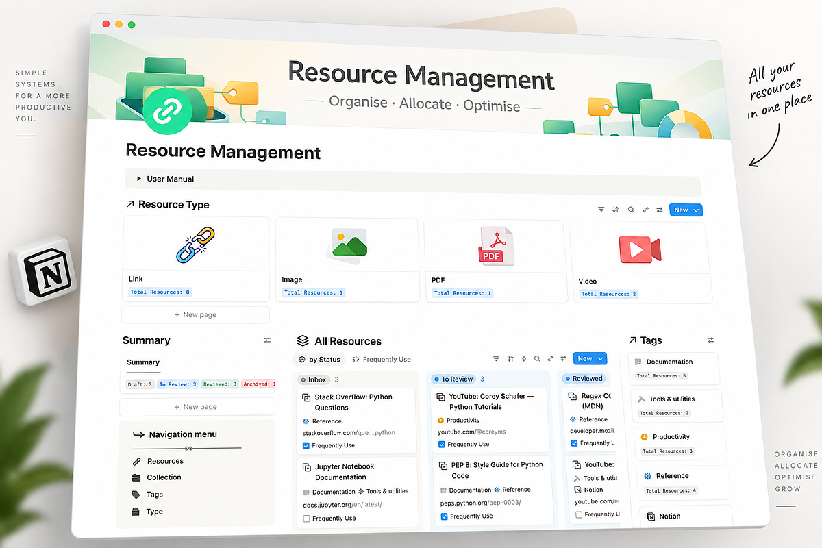 Resource Management Notion Template, an App Template by Rodro (Photo 1 of 4)
