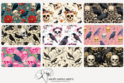 70 crows & skulls seamless pattern, a Pattern Graphic by Poppy Lane Studio (Thumbnail 8 of 10)
