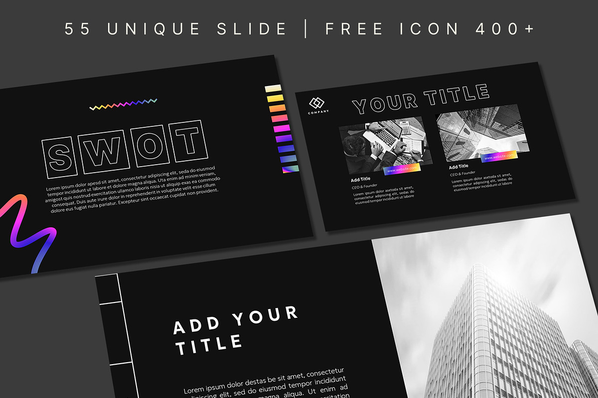 Black Gradient Powerpoint Template, a Presentation Template by SKY CREATION (Photo 2 of 6)