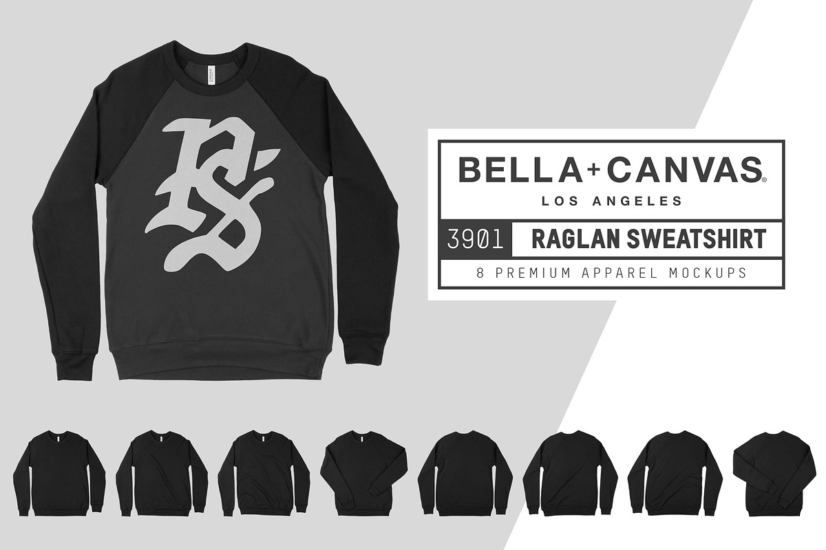 Bella Canvas 3901 Raglan Sweatshirt, a Hoody Mockup by Pixel Sauce™ (Photo 1 of 7)