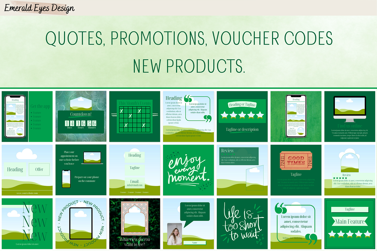 455 Canva Green Instagram Template, a Social Media Template by Emerald Eyes Design (Photo 7 of 12)