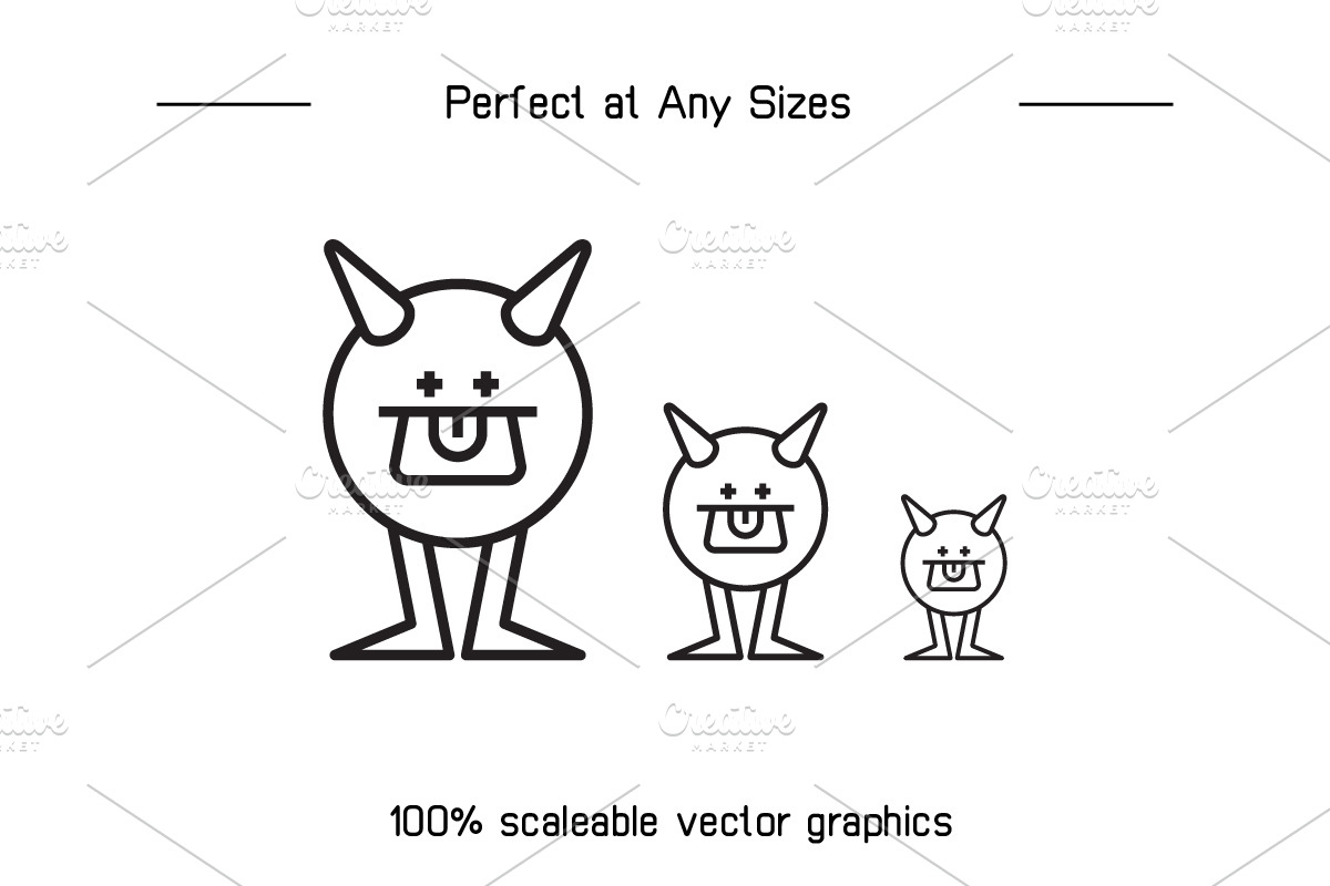 100 Funny Monster Characters Icons, a Decorative Illustration by Designfour (Photo 7 of 7)