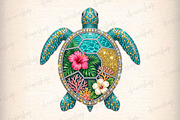 Sea Turtle PNG Rhinestone Summer, an Illustration by CreationArt (Thumbnail 2 of 5)