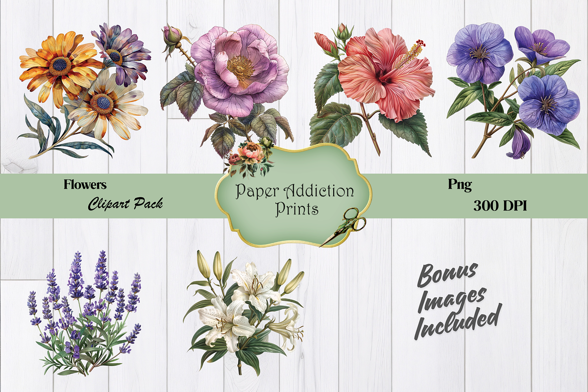 70 Flower Clipart Images, a Decorative Illustration by Paper Addiction Prints (Photo 10 of 10)