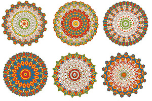 Set of 6 multicorom mandalas