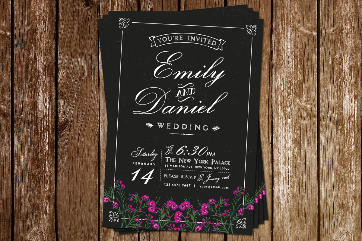Black/White Wedding Invitation, an Invitation Template by DesignLux (Photo 2 of 5)