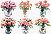 Watercolor Flower Jar Clipart Bundle, an Illustration by Canvas Craft (Thumbnail 2 of 8)