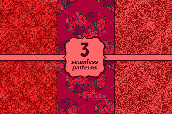 Seamless floral pattern set preview 5