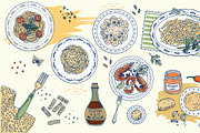 Hand drawn italian pasta food set, a Food Illustration by Zimages (Thumbnail 3 of 3)