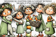 Whimsical Easter Girls Clipart PNG, a Seasonal Illustration by Canvas Craft (Thumbnail 1 of 7)