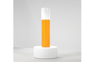 3D Sunscreen Bottle On White Round