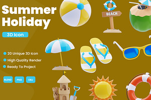 Summer Holiday 3D Icon Pack, a 3D by novia99design