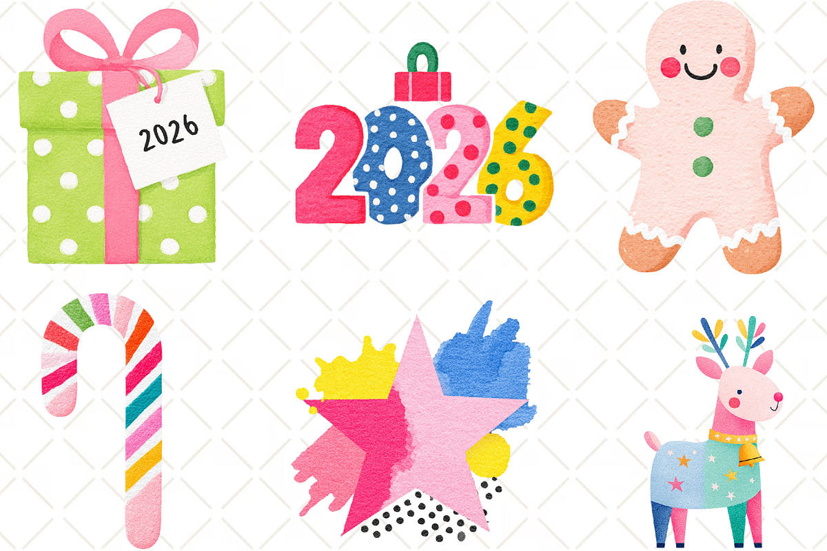 Pop Art Christmas 2026 Clipart, an Illustration by Black Bird Studio (Photo 2 of 6)