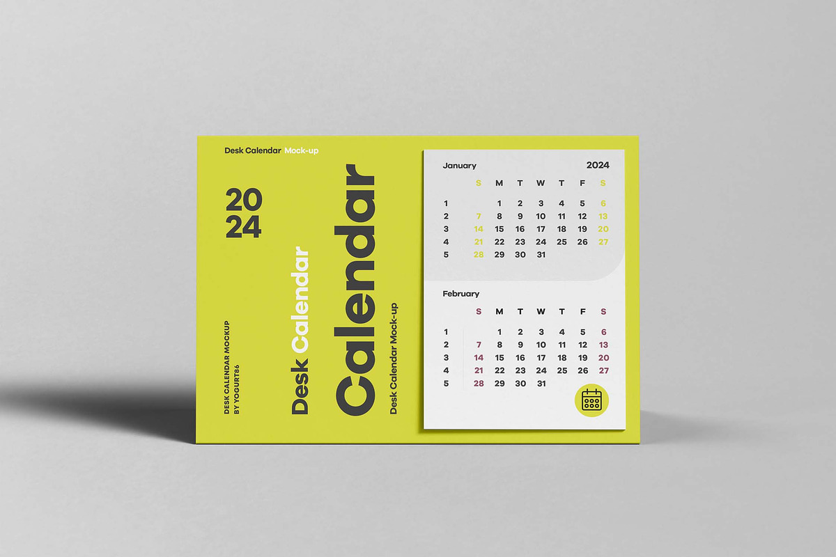 Desk Calendar Mock-up, a Merchandise Mockup by Yogurt86 (Photo 2 of 7)