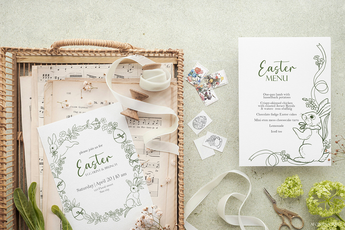 Easter rabbit hand-drawn vector set, a Decorative Illustration by AfonshinaArt (Photo 13 of 15)