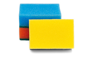 Yellow, blue, pink foam sponges, an Industrial Photo by Alexander-Piragis