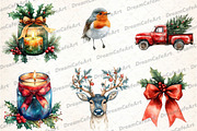 Christmas Watercolor Clipart Set, an Illustration by DreamCafeArt (Thumbnail 4 of 7)