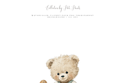 Vintage Teddy Bear Clipart Set, a Decorative Illustration by Pati Paints (Thumbnail 9 of 11)