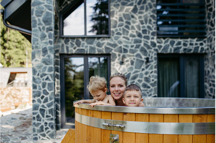 Mother with two kids playing in the, a Sports & Recreation Photo by HalfPoint