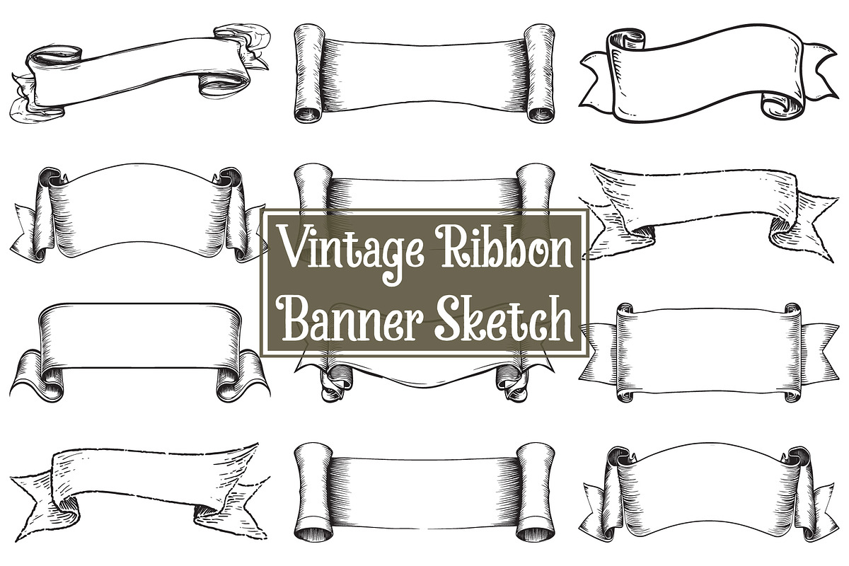 Retro Ribbon Banner Clipart Set, an Illustration by Amazin_art