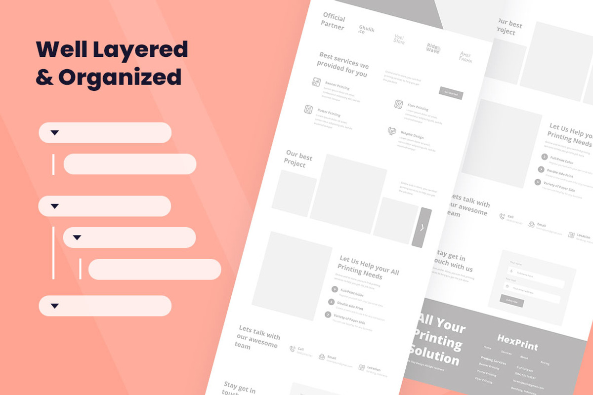 Printing Services Wireframe Website, a Wireframe Template by INSPR STD (Photo 3 of 6)