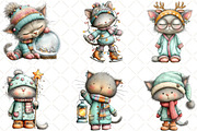 Whimsical Christmas Cats Clipart, an Animal Illustration by Black Bird Studio (Thumbnail 3 of 6)