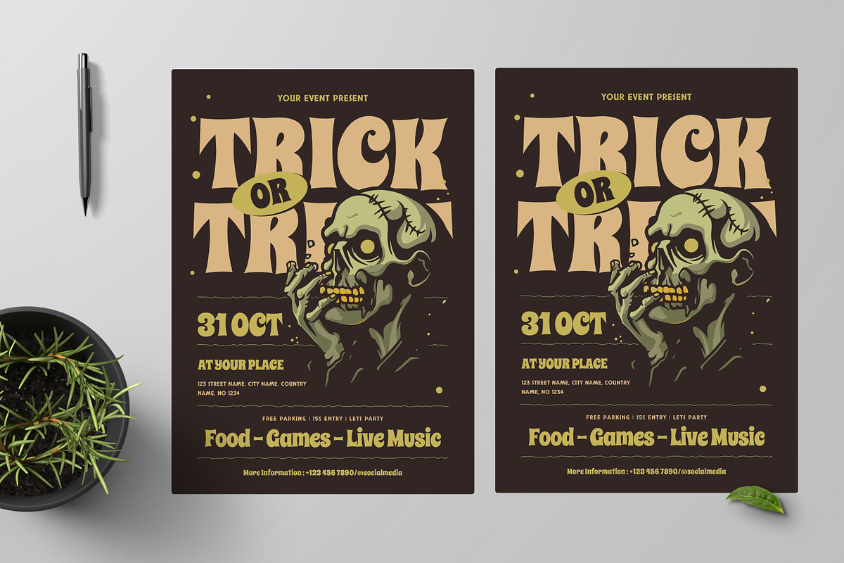 Trick Or Threat Flyer, a Flyer Template by Annora Studio (Photo 2 of 5)