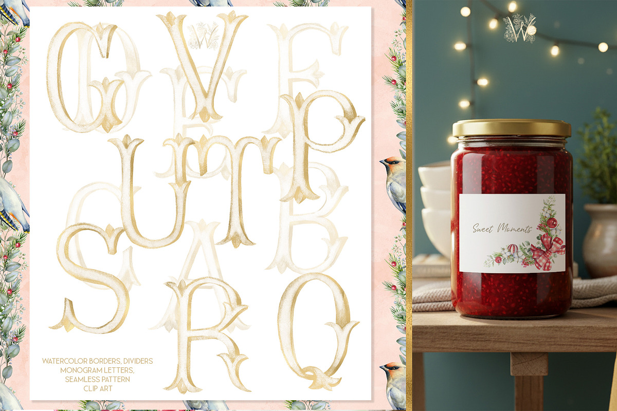 Vintage Christmas Watercolor Clipart, a Decorative Illustration by WonderWonder (Photo 5 of 8)