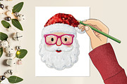 Glitter Patchwork Christmas Santa Pn, an Illustration by designcity5 (Thumbnail 2 of 8)
