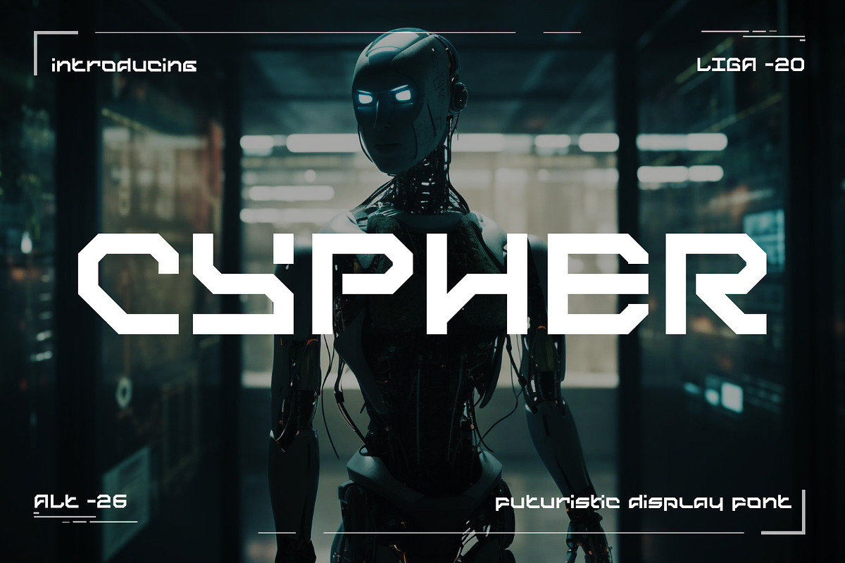 Cypher - Futuristic Font, a Script Font by AQR Studio (Photo 1 of 10)