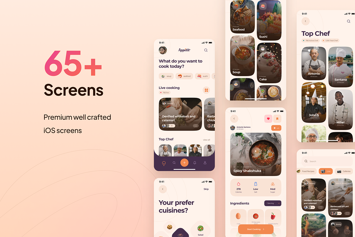 Appetit - Food Recipes App UI Kit, an UI Kit Template by Rafiq | YDN (Photo 2 of 8)