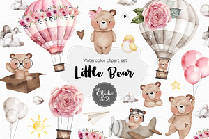 Little bear watercolor set