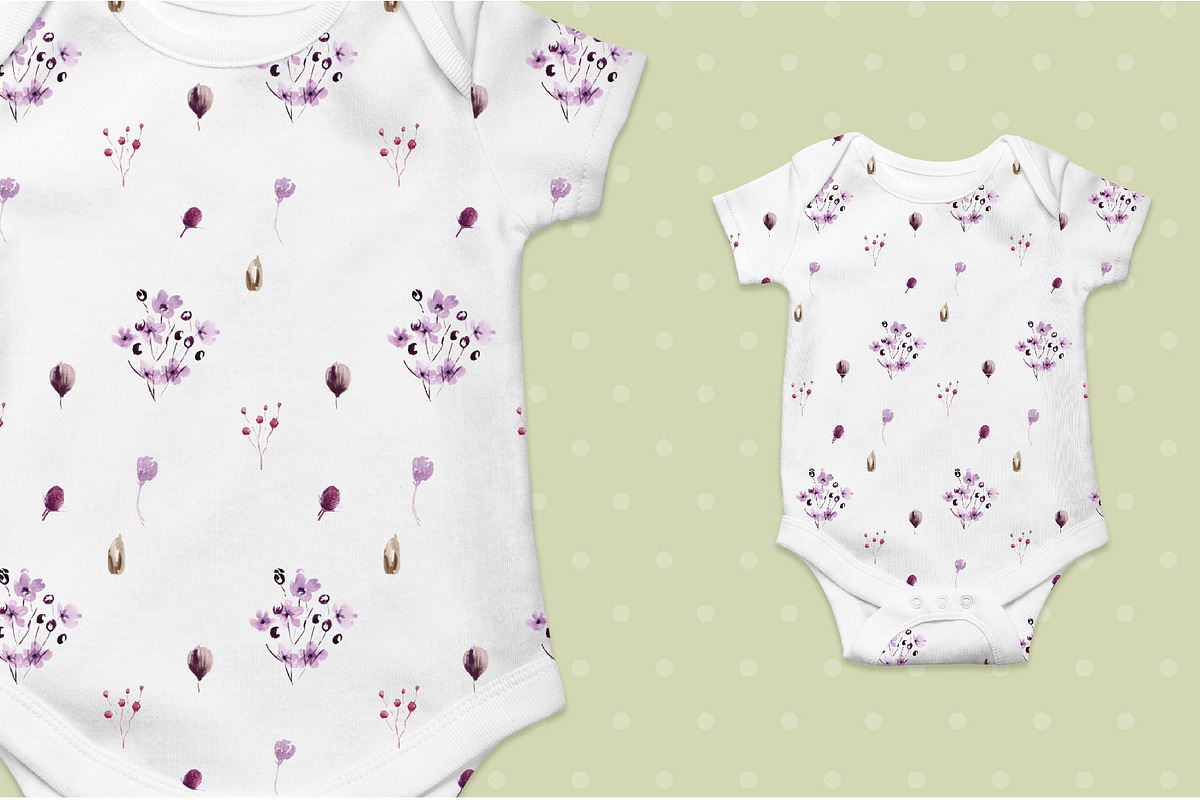 Violet Watercolor Floral Set, an Illustration by Anis Illustration (Photo 10 of 10)