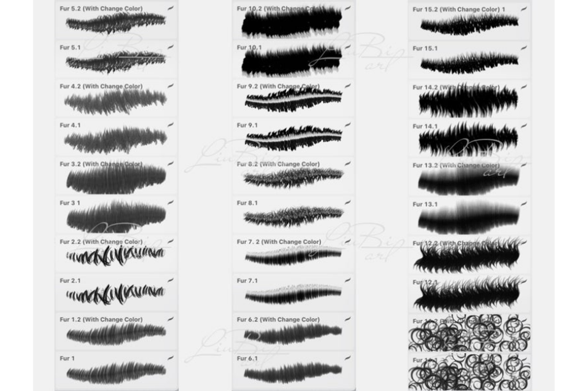 30 Procreate Fur Brushes Set, a Brush Add-On by LiuBi Art (Photo 2 of 6)