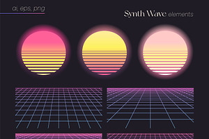 SYNTHWAVE 80s, 90s Retrowave Vector