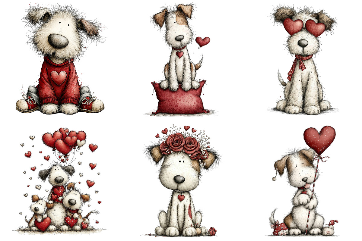 Quirky Valentines Dogs Clipart, a Graphic by CitraGraphics (Photo 4 of 5)