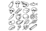 Food Ingredients Sketch Set, an Object Graphic by nikagraphic (Thumbnail 1 of 3)