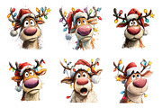 Funny Christmas Reindeer Clipart PNG, an Illustration by SinaCreation (Thumbnail 3 of 7)