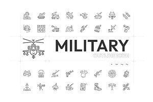 Military Icon Set, an Outline Icon by Prosymbols