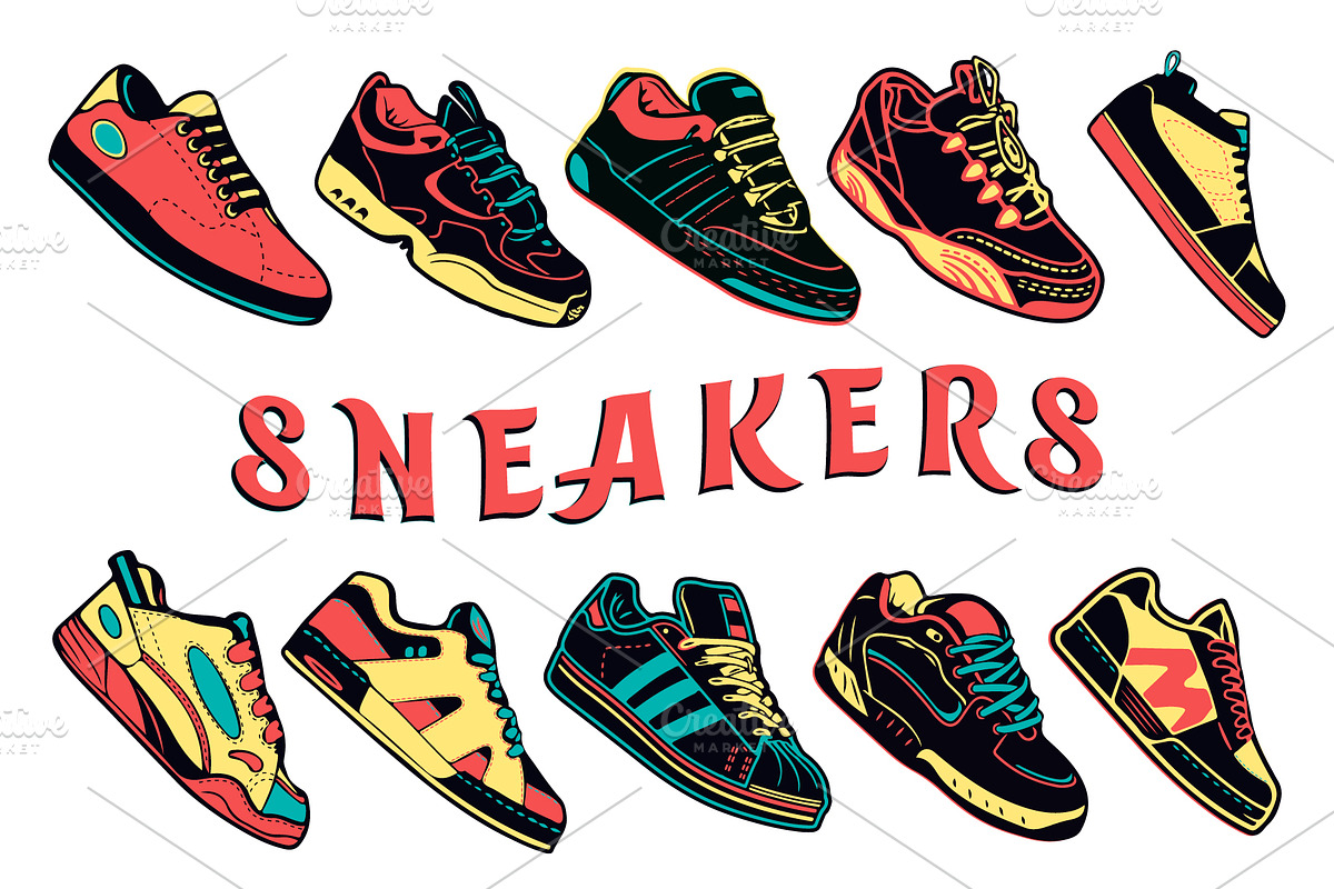 Sport Shoes Set, Sneakers Vector, a Healthcare Illustration by Den Marty Studio (Photo 1 of 12)