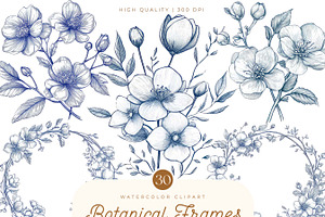 Botanical Frames Watercolor Clipart
