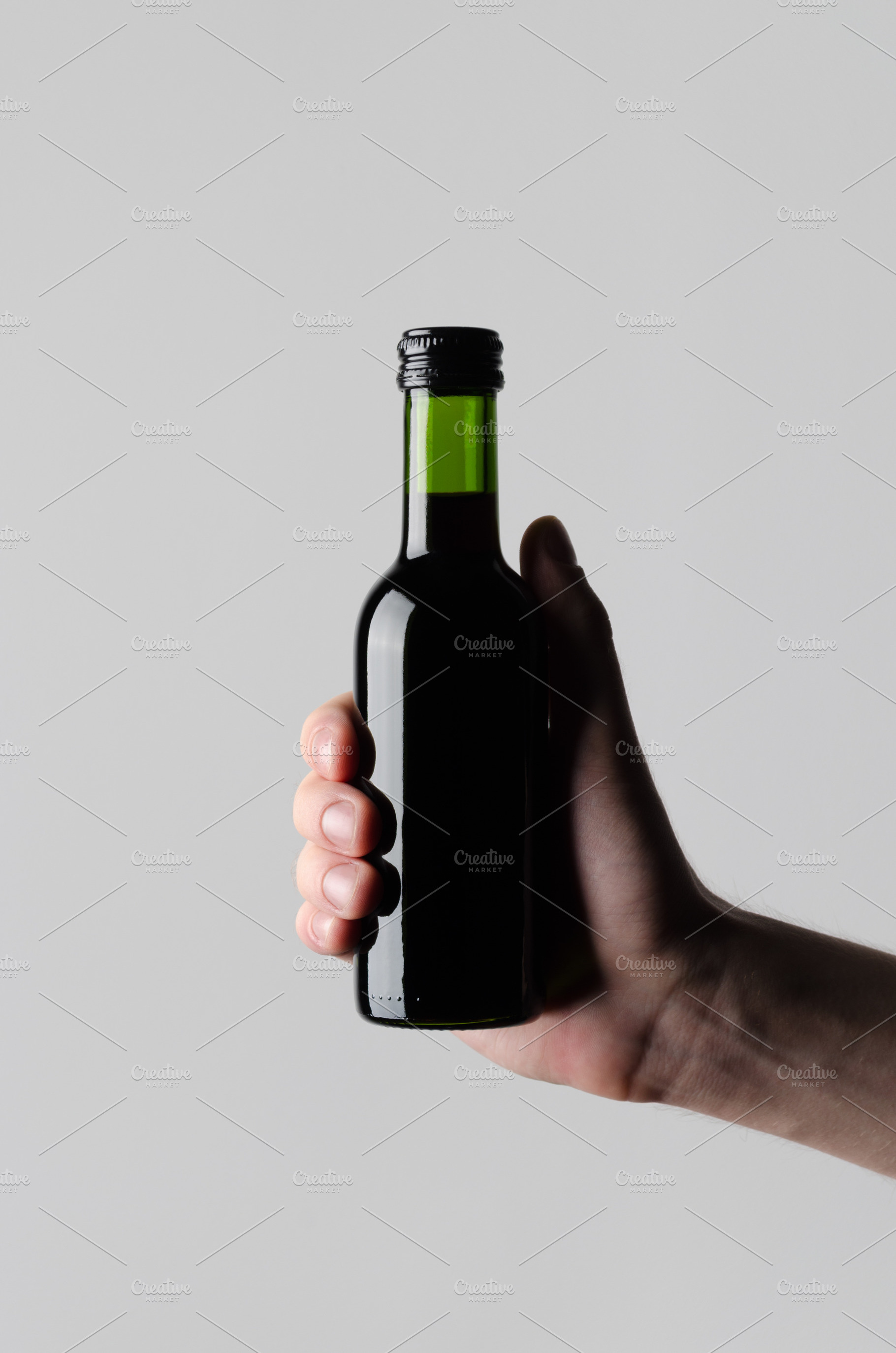 Wine quarter mini bottle mockup JPEG, a Food & Drink Photo by Shablon