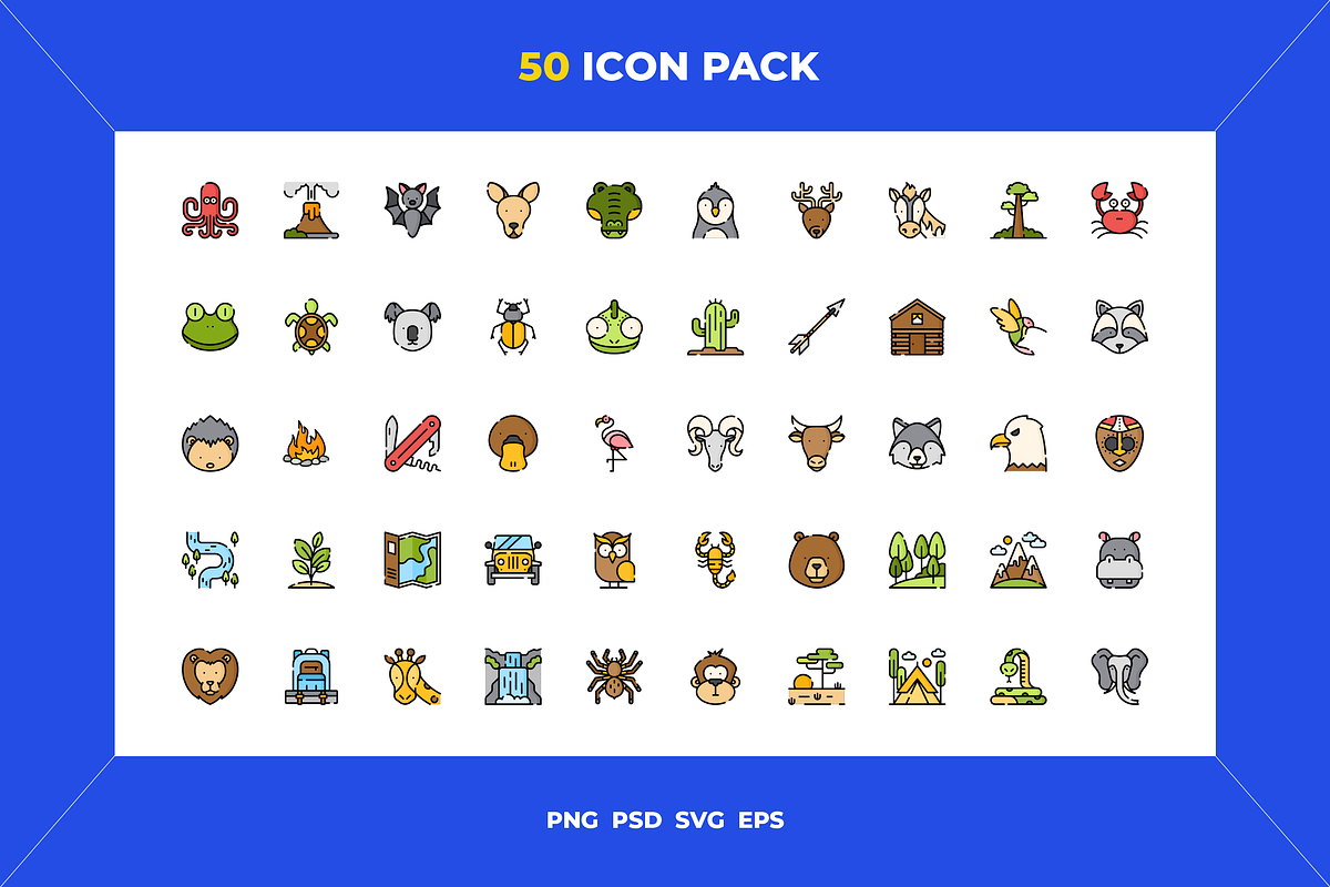 50 Wildlife icons, an Outline Icon by Wencory (Photo 1 of 2)