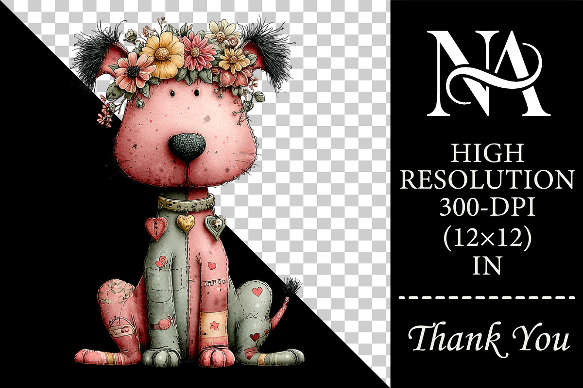 Whimsical Valentine Dog Clipart Set, an Animal Illustration by RobertsArt (Photo 2 of 6)