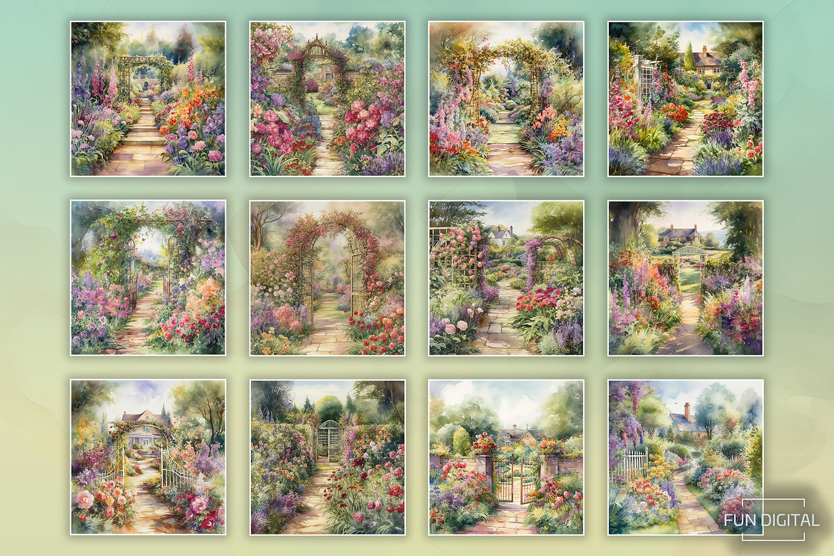 Watercolor Victorian English Garden, a Background Graphic by Fun Digital (Photo 3 of 3)