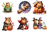 Halloween Capybara Clipart, a Seasonal Illustration by DreamArtGraphic (Thumbnail 2 of 4)