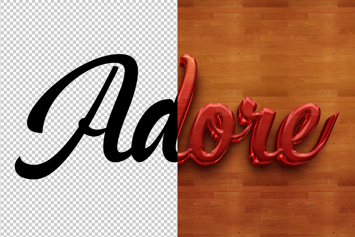 Adore 3D editable text effect, a Layer Style Add-On by Hello Muh (Photo 2 of 2)