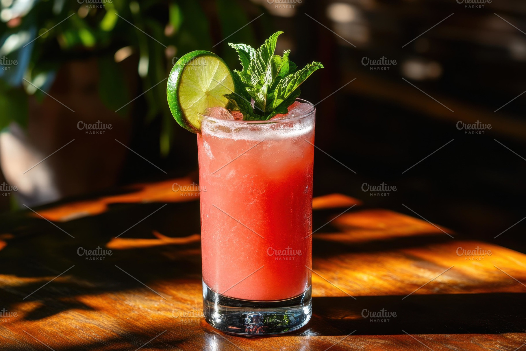 Refreshing watermelon and lime cockt, a Photo by Tanuart