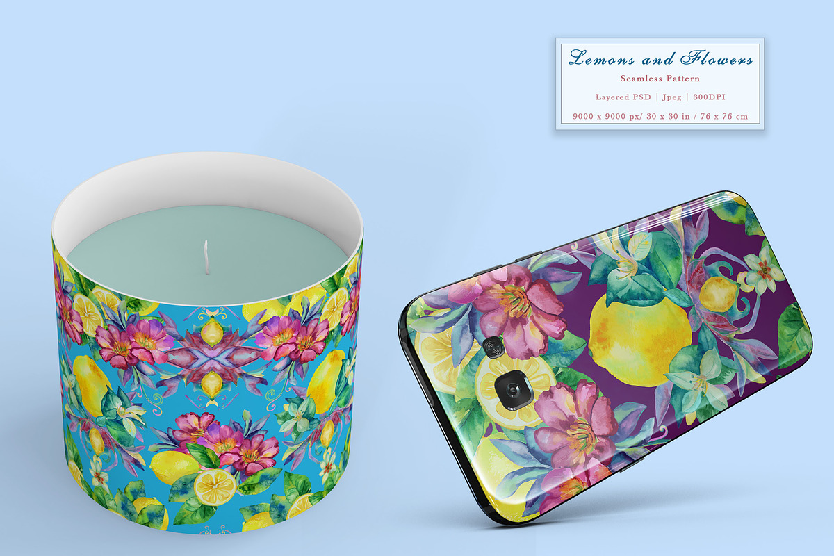 Lemons and Flowers pattern, a Pattern Graphic by Alena Lazareva (Photo 6 of 6)